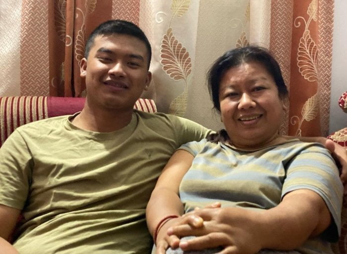 Kushal Malla With His Mother Sarmila Malla